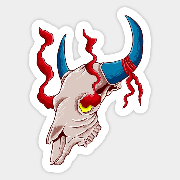 The buffalo skull Sticker by rikiumart21